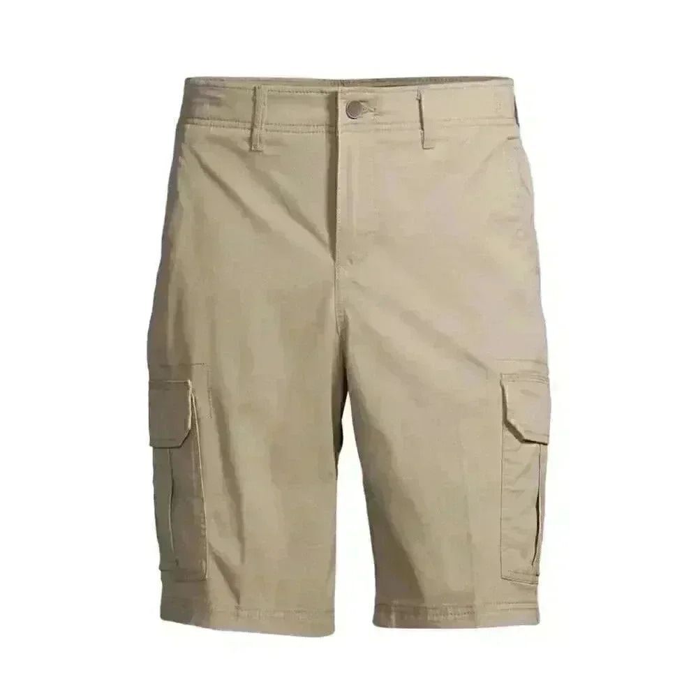 George Men's Tan Stone Wash Cotton/Spandex Cargo At the Knee Shorts NEW
